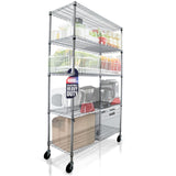 4000 LBS Heavy Duty Wire Rack 48 x 18 x 76, 5-Tier NSF Commercial Rolling Rack with Wheels, Chrome Metal Shelving Unit for Garage, Kitchen, Warehouse, Adjustable Storage Shelf, Crescent Crescent Housewares