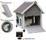 Rockever Outdoor Cat House, Feral Cat House Outdoor Weatherproof with Escape Door and Clear Windows for 2 Cats (Grey Rockever