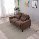 Panana Modern Sofa 54.5" Loveseat Couch with Cushion Back and Arms, 2 Seater Sold Wood Legs Sofa (Brown Linen, Track arm) Panana