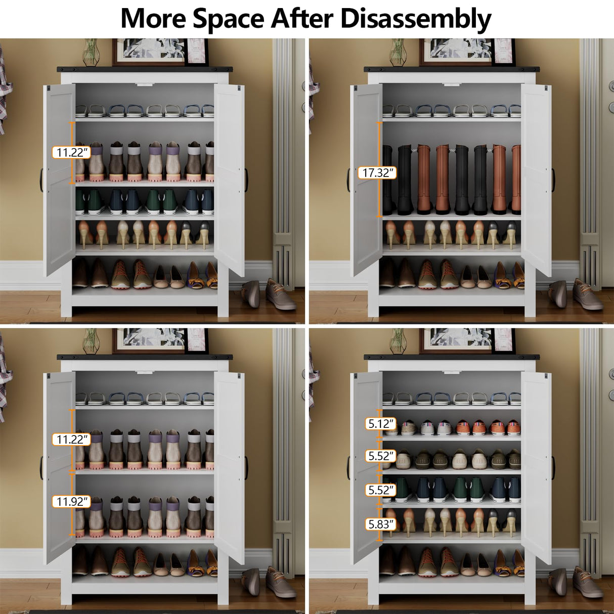 Loomie Shoe Cabinet with Doors, 7-Tier 28 Pair Shoe Cabinet Storage for Entryway, Hidden Narrow Shoe Cabinets with Adjustable Shelves, Slim Thin Shoe Rack Organizer for Hallway, Living Room, White Loomie