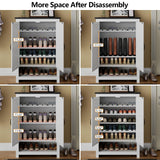 Loomie Shoe Cabinet with Doors, 7-Tier 28 Pair Shoe Cabinet Storage for Entryway, Hidden Narrow Shoe Cabinets with Adjustable Shelves, Slim Thin Shoe Rack Organizer for Hallway, Living Room, White Loomie