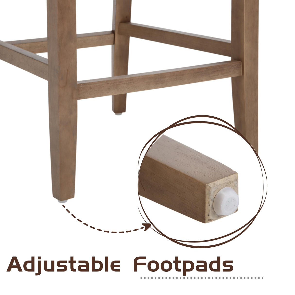 DM Furniture Farmhouse Bar Stools Set of 4, 26" Counter Height Barstools, Linen Upholstered Barstools with Open Back for Kitchen Island/Breakfast Bar/Home Pub, Beige DM Furniture