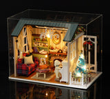 DIY Miniature Dollhouse Kit Realistic Mini 3D Wooden Mini Doll House Room with Furniture LED Lights Christmas Decoration Birthday Gift for Teens Adults (Holiday time) Tiandirenhe