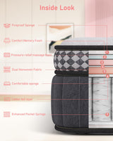 Queen Mattress, 14 Inch Hybrid Queen Size Mattress in a Box with Gel Memory Foam, Pocket Springs for Motion Isolation, Zoned Back & Lumbar Support, Medium Firm, CertiPUR-US Certified, 100-Night Trial LegacyAmerhome