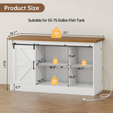 OtterOasis 55-75 Gallon Fish Tank Stand with Sliding Barn Doors & Power Outlet, Heavy Duty Aquarium Stand with Cabinet Storage for Fish Tank, Turtle Tank, Reptile Terrarium, 1000LBS Capacity, White OtterOasis