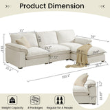 HALLYBEE Modular Sectional Sofa Deep Seat Cloud Couch with Reversible Chaise L Shaped Couch with Padded Armrests Chenille White Sectional Couches for Living Room Apartment Office HALLYBEE