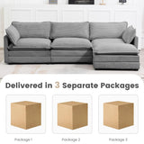 ROWHY Oversized Modular Sectional Sofa with Movable Ottoman, 112 Inch 4 Seat Modern Corduroy Sofa Set, Convertible L Shaped Couch for Living Room and Office, Dark Grey ROWHY
