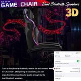 TBQATNTS 7-Point Massage Gaming Chair with Speakers and LED Lights, Ergonomic Computer Gaming Chair with Footrest and Lumbar Support,High Back Office Video Racing Adult Gaming Chair,Black,Normal TBQATNTS