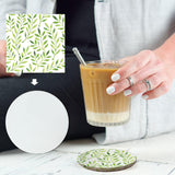 Sublimation Ceramic Coasters Blanks Bulk Round Drinks Coffee Cup Beverage Table Coaster, Absorbent Ceramic Coaster Set, Heat Transfer Cup Coasters for Home Decor with Cork Backing Pads (2PCS) Threenine