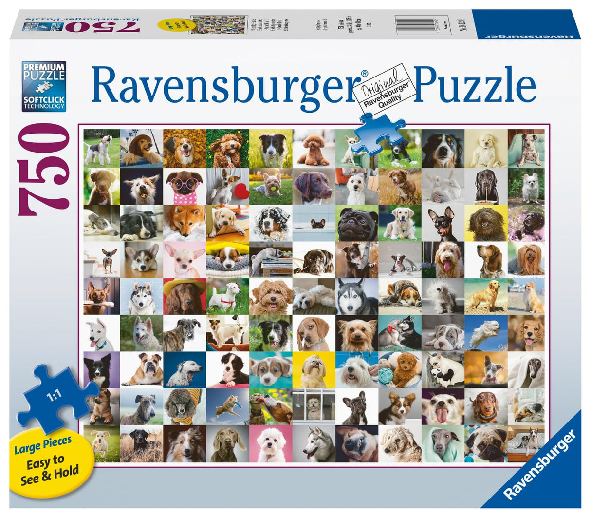 Ravensburger 99 Lovable Dogs | 750 Piece Large Format Jigsaw Puzzle for All Ages | Unique Pieces with Softclick Technology | Vibrant, Glare-Free, and Durable Ravensburger