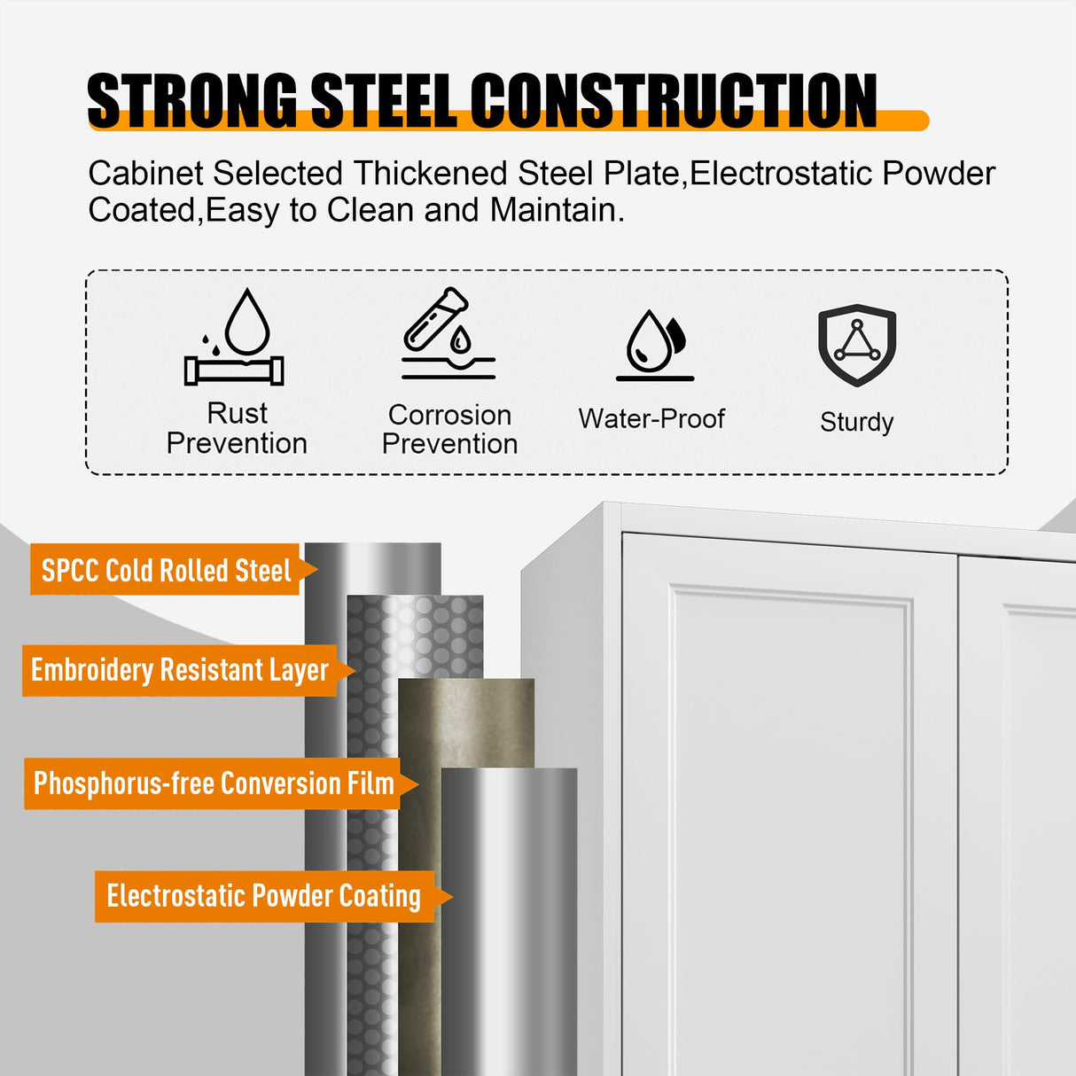 71" Tall Metal Storage Cabinet with Adjustable Shelves, Kitchen Pantry Storage Cabinet with Gold Handles, Heavy Duty Steel Cabinets, White Pantry Cabinet for Dining Room, Kitchen - Assembly Required MetalMax