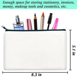 ZeeDix 8 Packs 8.3 x 5 inches Blank DIY Craft Bag Canvas - White Canvas Zipper Pouch Bags Multipurpose Cosmetic Bag Canvas Makeup Pouch with Zipper, Travel Toiletry Bag for Storage ZeeDix