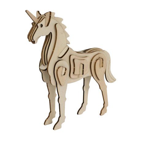 Eco 3D Wooden Puzzle - Unicorn from Deluxebase. Sustainable Wood Animal Puzzle Craft Set. Model Building Kit for Educational Toys and Kids Party Favors. Deluxebase