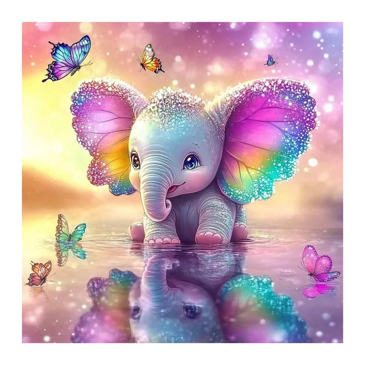 Diamond Art Kits for Adults Beginners,5D Full Round Drill Elephant Butterfly Diamond Painting Kit,DIY Diamond Dot Gem Art for Home Decor Christmas Gift 12x12 Inch DIYDECORFUN