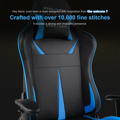 GTPLAYER Gaming Chair with Speakers Bluetooth, Ergonomic Office Desk Chair with Footrest & Lumbar Support, Height Adjustable Swivel Video Game Chair for Adults, 300lb Max (Blue)