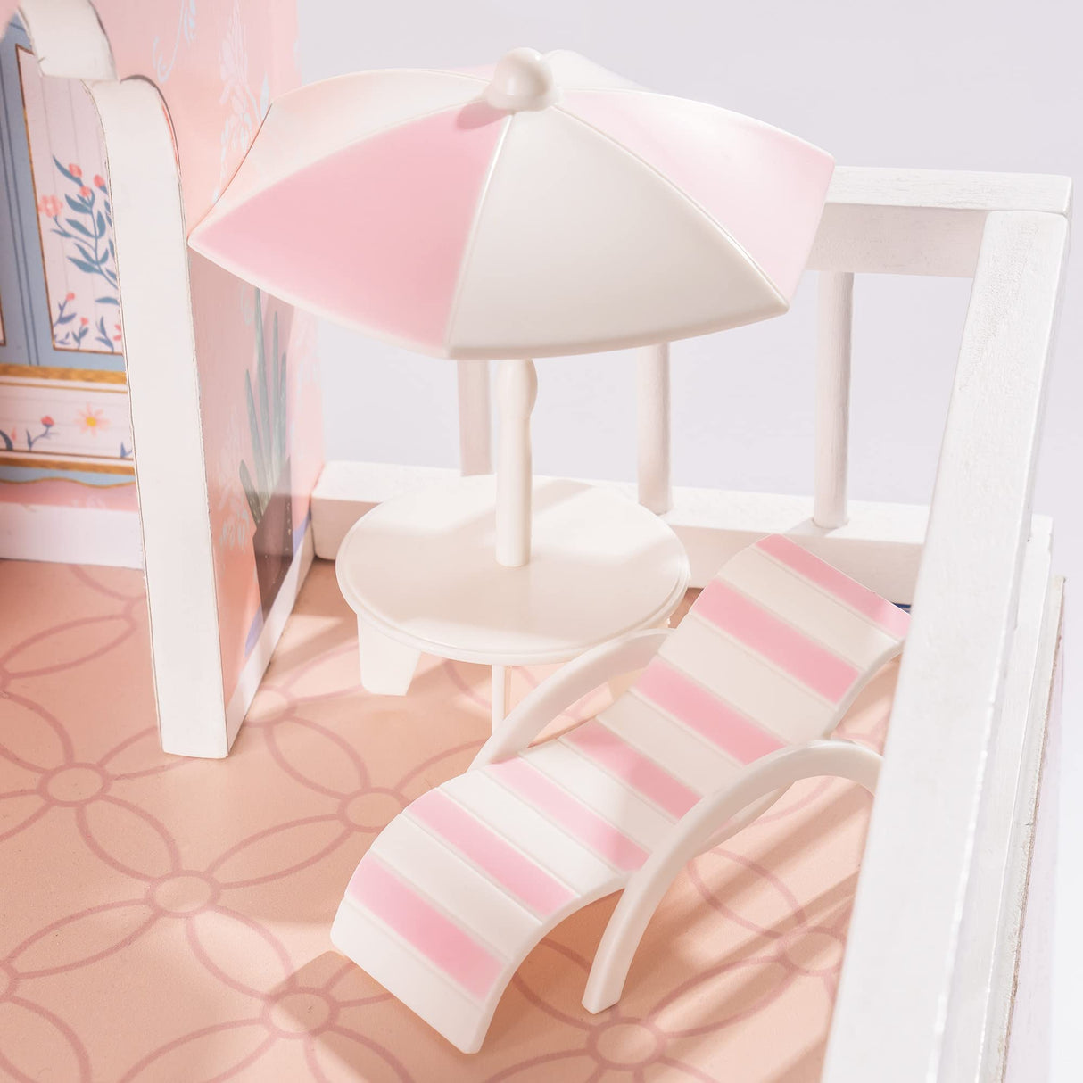 ROBOTIME Doll House Wooden Dollhouse for Kids 3 4 5 6 Years Old, Doll House w/28PCS Furniture Plastic, for 3.3”Dolls, Birthday Presents for Toddler 3+ ROBOTIME