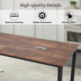 ECOTOUGE 6.5FT Conference Table, 78.7 inch Rectangle Meeting Seminar Table for 6-8 People, Modern Industrial Computer Desk with Spacious Desktop Business Tables for Home Office(Only Table) (Brown) ECOTOUGE