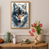 Auremi Wolf Framed Paint by Number for Adults,DIY Animal Painting by Number Kits on Canvas Acrylic Oil Painting Kits for Adults Paint by Number Kits for Home Wall Decor 20x30cm Auremi
