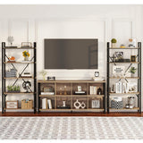 FATORRI 8 Cube Storage Organizer Bookshelf, Rustic Wood Cubby Bookcase, Industrial Horizontal Long Shelf for Living Room (Rustic Oak, 62 Inch) FATORRI