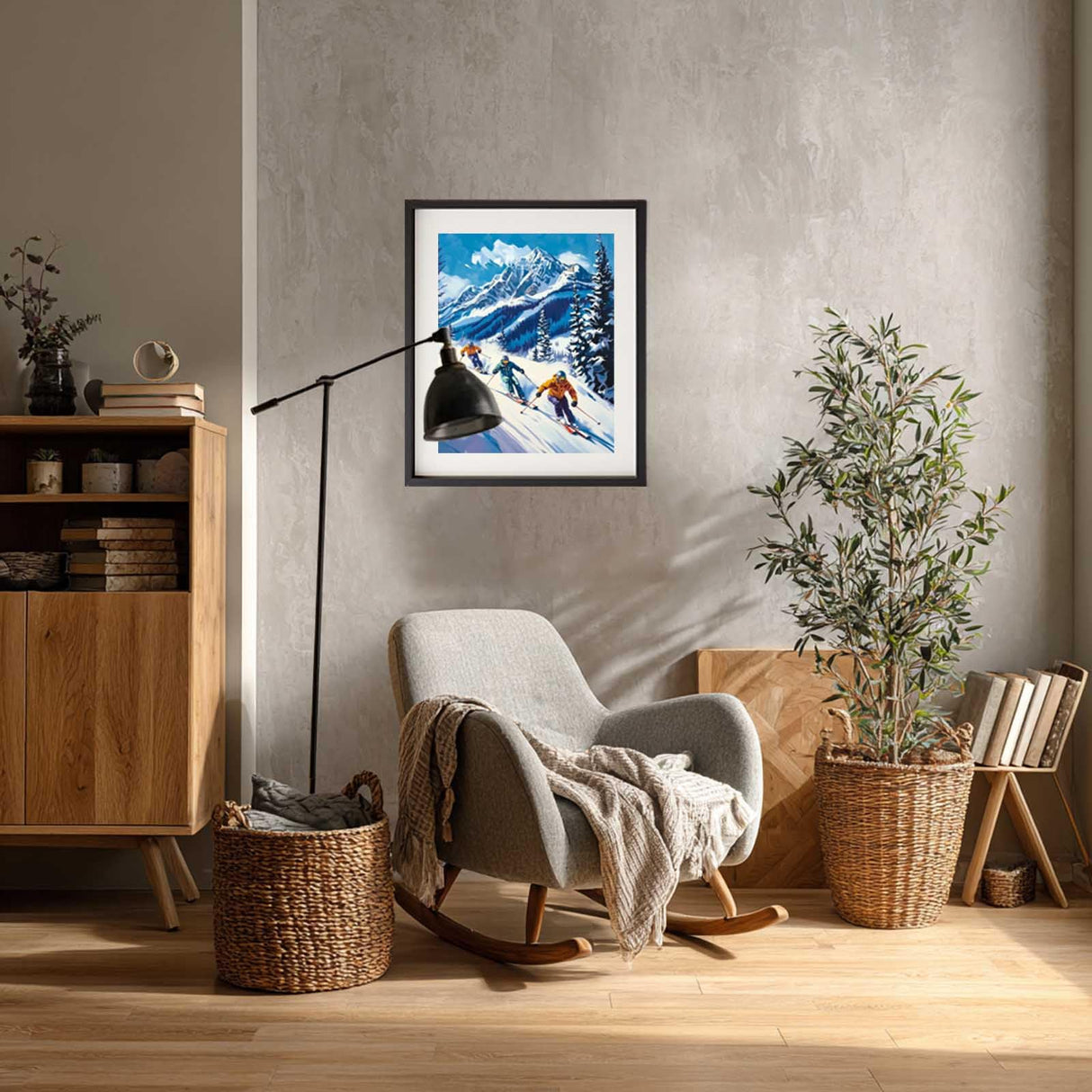 Cawpom Paint by Number Skiing, Ski Paint by Numbers Kit for Adults, Winter Sports Wall Art, Snow Mountains Acrylic Painting, Snowboard Poster Home Wall Decor(16x20inch, No Frame) Cawpom