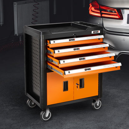 DNA MOTORING 4-Drawers Roller Tool Chest Cabinet with Casters, Locking System, Top Worktop, for Garage Warehouse Workshop, Orange, TOOLS-00402 - WoodArtSupply