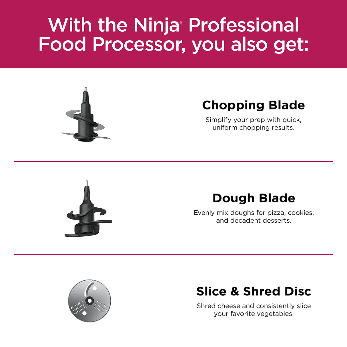 Ninja Professional Plus Food Processor 850-Watts With Auto-iQ Preset Programs Chop Puree Dough Slice Shred With a 9-Cup Capacity and a Silver Stainless Finish (BN600C) - Canadian Version Ninja