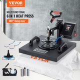VEVOR Heat Press Machine - 6 in 1 Combo Heat Press Sublimation Machine for DIY T-Shirts/Hats/Mugs/Heat Transfer Projects, 15x15 Multifunction Swing Away Heat Press with 360° Rotation(Color May Vary) VEVOR