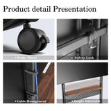 FITUEYES Rolling Floor TV Stand Mount for 40-85 Inch Large LCD/LED TVs TV Cart Heavy Duty Hold Up to 132 lbs Mobile Corner Stand with Mount for LCD/LED Flat Curved Screens with Wooden Large Storage FITUEYES