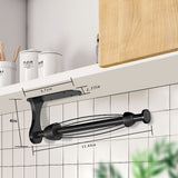Paper Towel Holder Under Cabinet, One-Handed Tear, Wall Mount, Adhesive, Stainless Steel, Black, Paper Roll Holder with Ratchet Mechanism for Kitchen Bathroom Farmhouse Essentials Decor Accessories Swaitee
