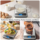 Fuzion Food Scale, 1g/0.1oz Digital Kitchen Scale - 22lb, 7 Units, Tare & PCS, Rechargeable Power, Tempered Glass & Stainless Steel - Food Weight Scale Grams and Ounces for Cooking, Baking Fuzion