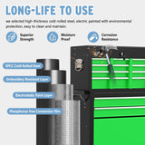 Granper 8 Drawer High Capacity Rolling Tool Chest, Metal Tool Box with Wheels and Drawers, Detachable Toolbox with Lock, Heavy Duty Tool Cabinet for Workshop, Warehouse and Garage (Black Green) Granper