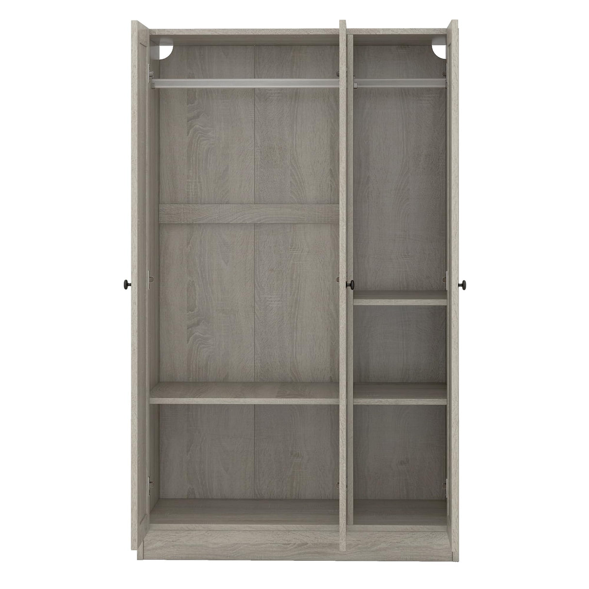 SOFTSEA 3 Door Armoire Wardrobe Closet, Freestanding Armoire Wardrobe Cabinet with Shelves and Hanging Rod, Wood Armoire Closet Clothes Organizer for Bedroom, Grey SOFTSEA