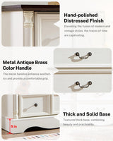 6 Drawers Dresser, Farmhouse Chest of Drawers with Charging Station, Distressed Finish Design, Modern Storage Dressers Organizer TV Stand for Bedroom, Living Room, Hallway, Antique White LegacyAmerhome