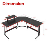 Homall L Shaped Gaming Desk Computer Corner Desk PC Gaming Desk Table with Large Monitor Riser Stand for Home Office Sturdy Writing Workstation (Black, 51 Inch) Homall