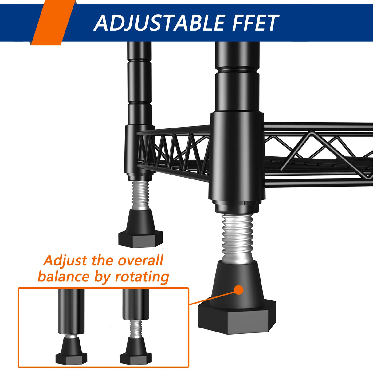 REGILLER 5-Wire Shelving Metal Storage Rack Adjustable Shelves, Standing Storage Shelf Units for Laundry Bathroom Kitchen Pantry Closet(Black, 16.6L x 11.8W x 53.5H) REGILLER