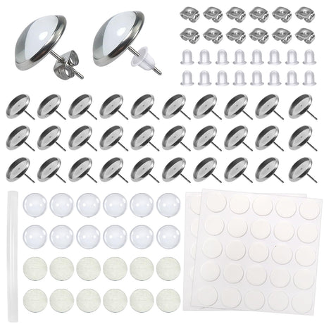 TOAOB 300pcs Sublimation Blanks Stud 10mm Stainless Steel Blank Set with Blanks Bezel Trays Sublimation Blanks Glass Cabochons Setting Earring Backs and Stickers for DIY Jewelry Findings TOAOB THE ONE AND ONLY BABY