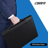 Case-it Executive Zipper Padfolio with Removable 3-Ring Binder and Letter Size Writing Pad, Pebbled Faux Leather Black (PAD-40) Case it
