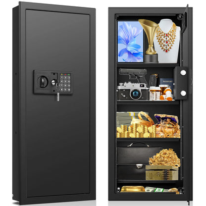 33.46" Tall Fireproof Wall Safes Between the Studs 16" Centers, Heavy Duty Combination Lock in Wall Safe with 3 Removable Shelf, Hidden Safe for Money, Jewelry, Document, Passport