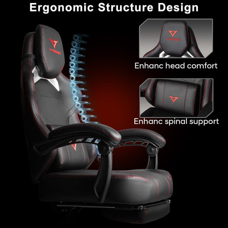 VITESSE Big and Tall Gaming Chair 400lb Weight Capacity with Footrest, Ergonomic Video Game Chair for Adults with Oversized Headrest and Lumbar Pillow, Computer Chair Gaming for Office VITESSE