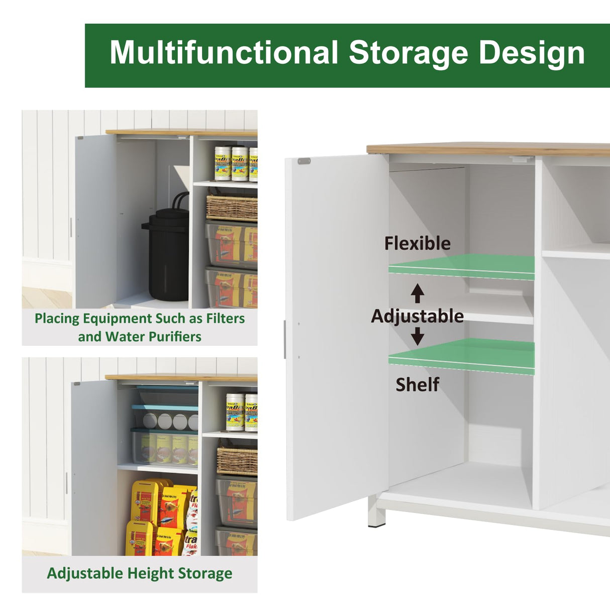TRYKERPET 40 Gallon Fish Tank Stand, Aquarium Stand with Power Outlets, Cabinet for Fish Tank Accessories Storage, Heavy Duty Breeder Tank Suitable for Turtle Tank, Reptile Terrarium, 440LBS Capacity TRYKERPET