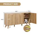 Fluted Sideboard Buffet Cabinet with Storage, Modern Storage Cabinet with 3 Doors, Wood Credenza Buffet Sideboards, Bar Cabinets Console Table for Kitchen Dining Living Room Entryway (Natural) XUZENEST
