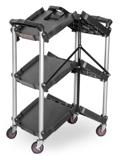 WEN Compact Foldable Service Utility Cart, Three Tier with 165-Pound Capacity (73065) - WoodArtSupply