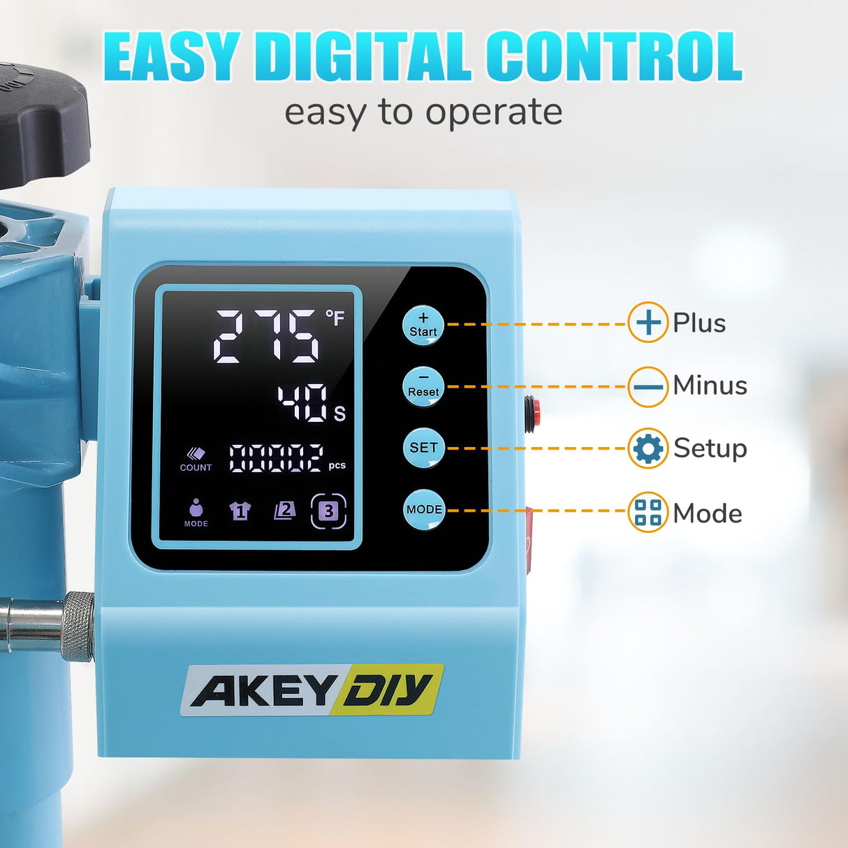 Heat Press Machine, 15x15 Heat Press for t Shirts with Attachment 30oz Sublimation Tumblers Press, Hat Press, Plate Printing, DIY Heats Transfer Press Vinyl for Beginners Blue AKEYDIY