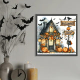 Pumpkin Bat Shop Diamond Art Kits for Adults, 5D Halloween Diamond Painting Kits for Adults Beginners, DIY Full Round Drill Diamond Dot Painting Gem Art Kits for Adult, Home Wall Decor 13.8x13.8 Inch VCLKDIY