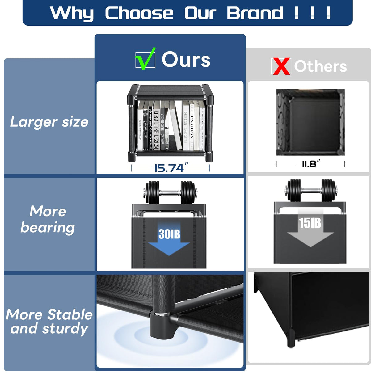 Mavivegue 18-Cube Extra Large Storage Organizer - Versatile Black Bookshelf for Home and Office Mavivegue