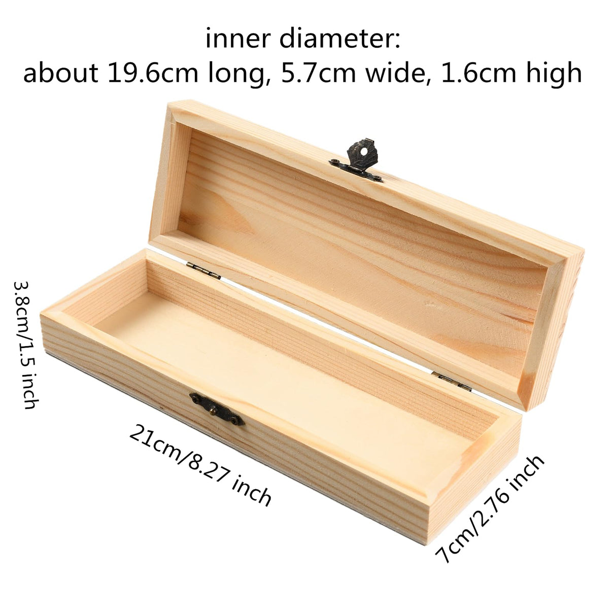 OLYCRAFT Plain Unfinished Wood Box Jewelry Box Unfinished Wooden Artist Tool And Brush Storage Box Wood Pencil box Small Case with Locking Clasp for Crafting Valentine's Day Easter Decoration OLYCRAFT