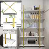 Azheruol Modern 5-Tier White Faux Marble Bookshelf with Metal Frame for Stylish Home Organization Azheruol