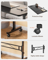 Small Standing Desk Adjustable Height, Mobile Stand Up Desk with Wheels, 32 Inch Portable Rolling Desk Small Computer Desk, Portable Laptop Desk Standing Table Black Amztabler
