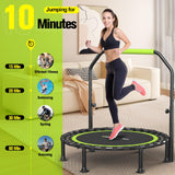 ZCMHAXJ Foldable Mini Trampoline, 40"/48" Rebounder Trampoline for Adults & Kids, 450lbs Capacity with U-Shaped Adjustable Bar, Indoor Fitness Workout Exercise Equipment ZCMHAXJ