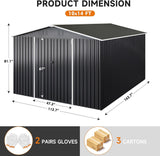 Polar Aurora 10 x 14 FT Outdoor Storage Shed, Metal Garden Shed with with Updated Frame Structure, Tool Sheds for Backyard Garden Patio Lawn, Black Polar Aurora